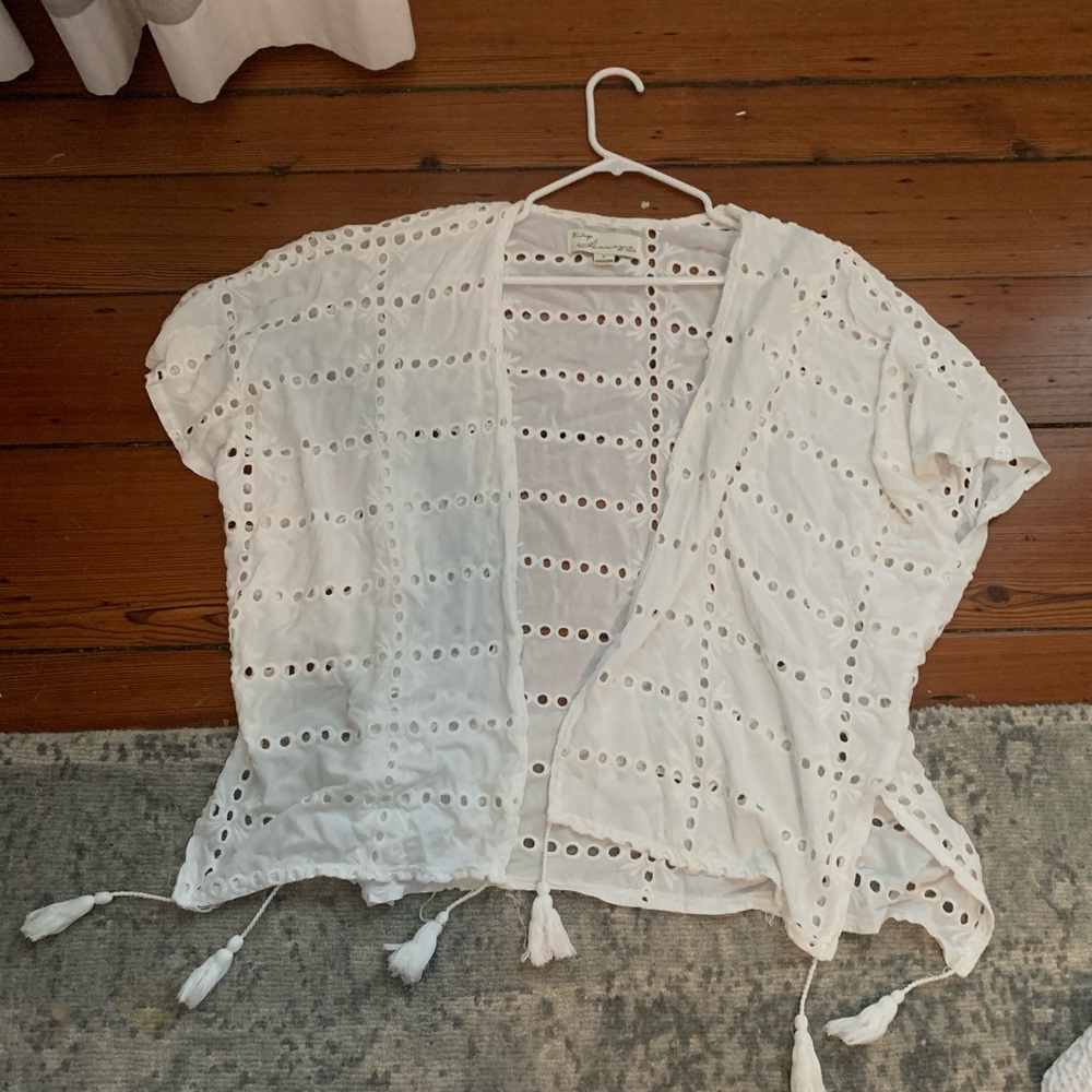 Eyelet white cover up/cardigan